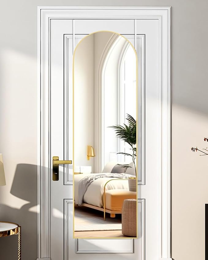 ITSRG Full Length Mirror Door Hanging, Door Mirror, Full Length Miiror, 48"x14" Bathroom Mirror, Long Mirror for Bedroom Living Room Locker Room (Gold)