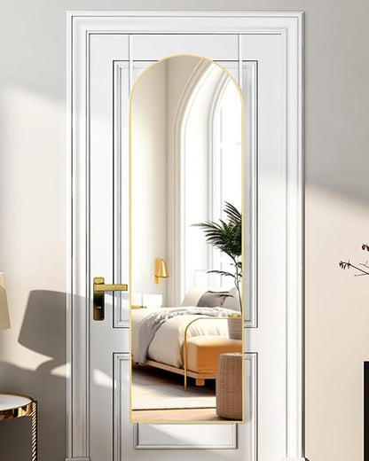 ITSRG Full Length Mirror Door Hanging, Door Mirror, Full Length Miiror, 48"x14" Bathroom Mirror, Long Mirror for Bedroom Living Room Locker Room (Gold)