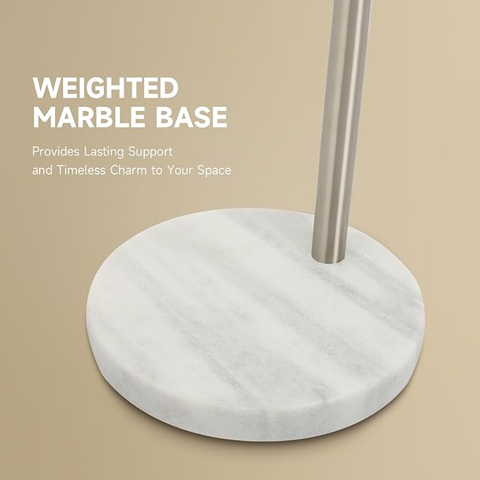CO-Z Modern Floor Lamp for Living Room, Brushed Nickel Arc Floor Lamp with LED Bulb, Marble Base Contemporary Tall Lamp for Living Room Couch Sofa, Height Up to 69 Inch