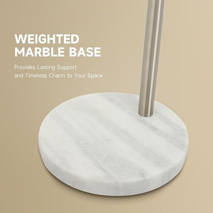 CO-Z Modern Floor Lamp for Living Room, Brushed Nickel Arc Floor Lamp with LED Bulb, Marble Base Contemporary Tall Lamp for Living Room Couch Sofa, Height Up to 69 Inch