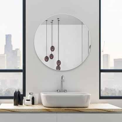 12'' Round Glass Mirror HD Large Makeup Circle Mirror for Wall Decor, Bathroom, Bedroom, Vanity, Living Room etc,