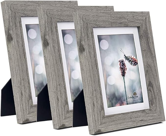 Grey 5x7 Picture Frame set of 3,Display 5x7 without Mat or 4x6 with Mat