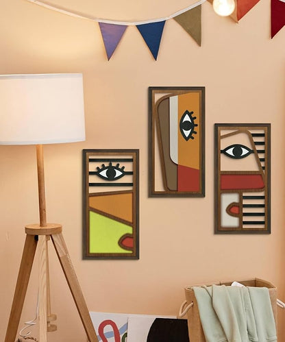 Putuo Decor Abstract Picasso Wall Decor, Set of 3 Modern Minimalist Face Boho Wall Art, Mid Century Aesthetic Style for Living Room Bedroom 16x8 in