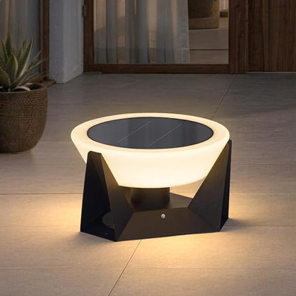 14.96" Dimmable Floor Lamp, 3000K Large Solar Lanterns Outdoor Waterproof, IP54 Waterproof Outdoor Patio Floor Lamp, Remote Control Outside Flooring Lights, Smart Solar Powered Porch Lantern