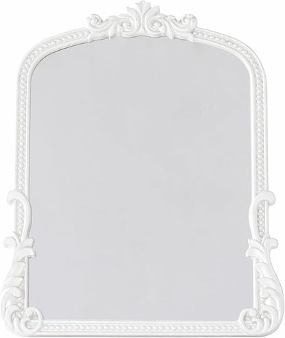 Vintage Vanity Small Mirror with Stand,Gold Decorative Mirrors for Wall,Antique Desk Eclectic Home Dresser Decor Small Mirror,Bathroom, Bedroom, Makeup Desk, Wall Entry,11.6" L x 9.0" W White