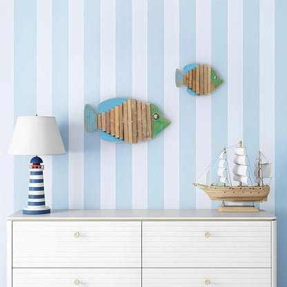 2-Piece Driftwood Fish Nautical Wall Decor - Handmade Wooden Rustic Coastal Wall Art for Living Room, Bedroom, Office, Bathroom - Ocean Beach Decoration (Specter)