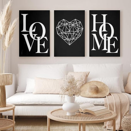 GUBIYU Love Home Wall Decor - Black and White Farmhouse Modern Home Decor - Family Love Sign, 24"x36"