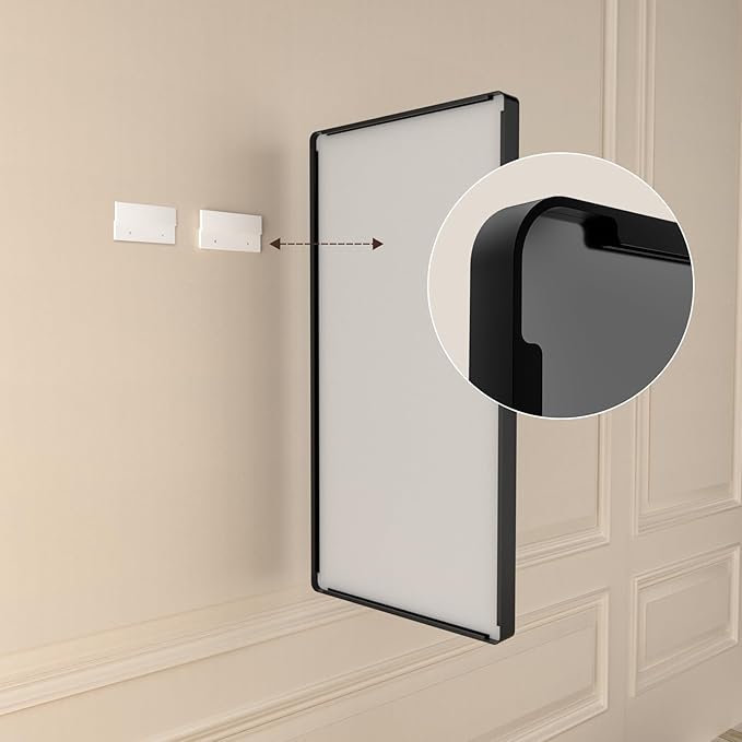 Black Bathroom Vanity Mirror 24x30 Inch,Rounded Rectangle Matte Black Mirror for Bathroom Wall,Tempered Glass,Horizontal or Vertical