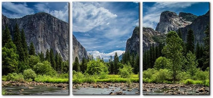 Pacimo 3 Pieces Green Wall Art Painting Yosemite National Park Clear Water Lake Mountain Trees Rocks Pictures Prints On Canvas Landscape Wall Decor for Home Modern Decoration Print - 20"x28"x3 Panel
