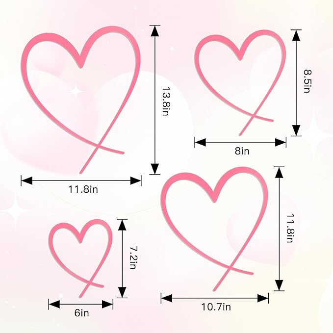 KOYILTD 4 Pcs Metal Heart Wall Art for Bedroom Modern Love Heart Wall Decor Metal Wall Decoration above Bed for Living Room Bathroom Office Wedding (Pink, Classic)