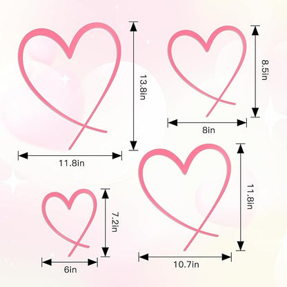 KOYILTD 4 Pcs Metal Heart Wall Art for Bedroom Modern Love Heart Wall Decor Metal Wall Decoration above Bed for Living Room Bathroom Office Wedding (Pink, Classic)