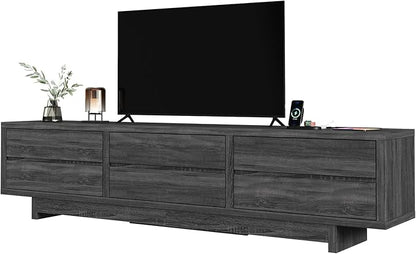 TV Stand for TVs Up to 90", 78" Entertainment Center with Storage, Modern TV Stand with Drawers & Power Outlets, Wooden Media Console Table for Living Room Bedroom, Grey