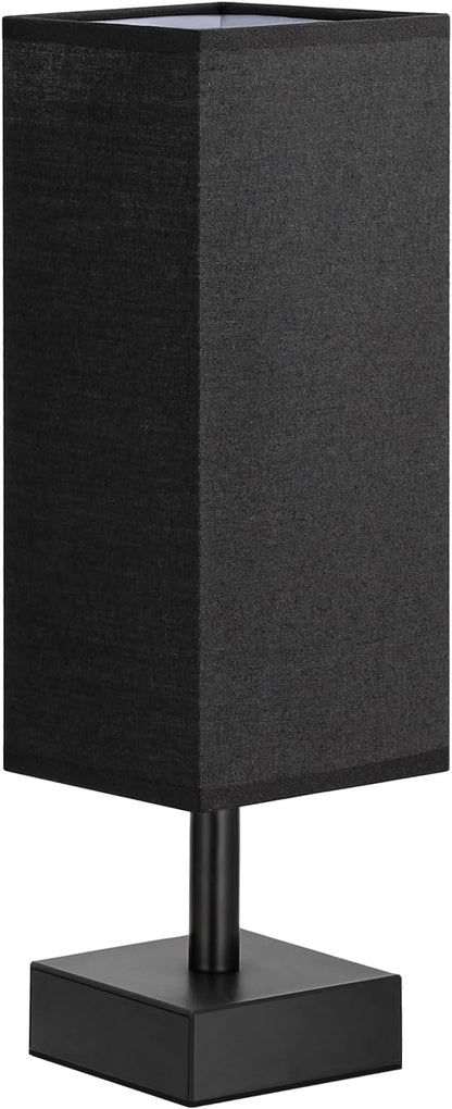 aooshine Black Small Table Lamp - Bedside Lamp for Bedroom, Minimalist Nightstand Light with Black Base