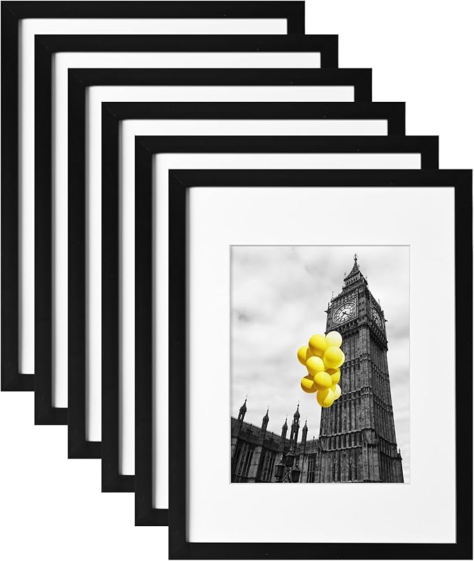 9x12 Picture Frame with Plexiglass, Display Pictures 9x12 Without Mat for Tabletop Display and Wall Mounting, Set of 6，Black