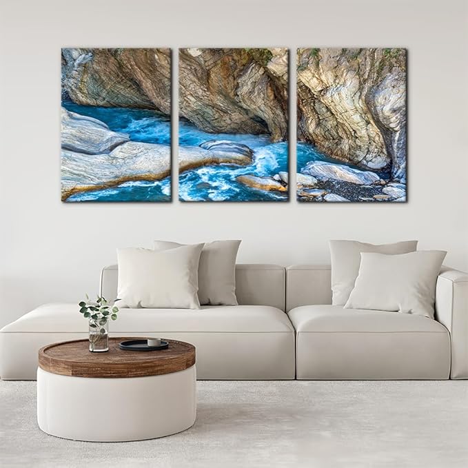 Pacimo 3 Piece Canvas Wall Art - Taroko National Park Beautiful Scenery Pictures Painting Prints on Canvas Modern Artwork Home Wall Decor Stretched and Framed Ready to Hang - 20"x28"x3