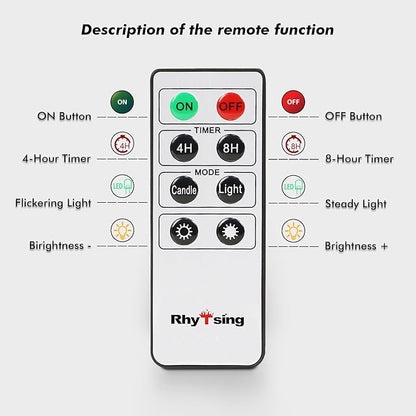 Rhytsing Ivory 10.8" Flameless Taper Candles with Timer, Battery Operated Dinner Long Candles with Remote, Smooth Wax Finish, Warm White LED, 8 Batteries Included - Set of 4