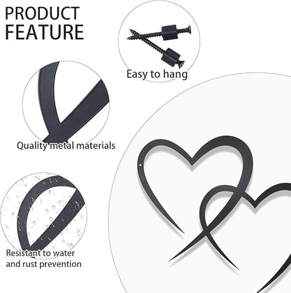 OYEFLY Infinity Heart Metal Wall Decor,Infinity Heart Wall Decor for Room Living,Wedding Decor (Black, style3 11.4 x 10.7in)