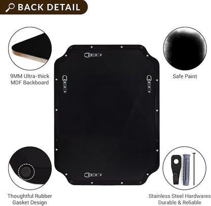 ANDY STAR 30x30 Inch Square Mirror, Matte Black Vanity Mirror, Modern Scalloped Bathroom Mirror in Premium Stainless Steel Metal Thin Frame, Unique Rounded Notched Corners