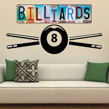 Billiard Room Sign Billiard Rules Wall Art Pool Table Decor Metal Sign Wall Decor License Plate Design Game Room Sign for Pub Bar Billiard Room 16" X 4"
