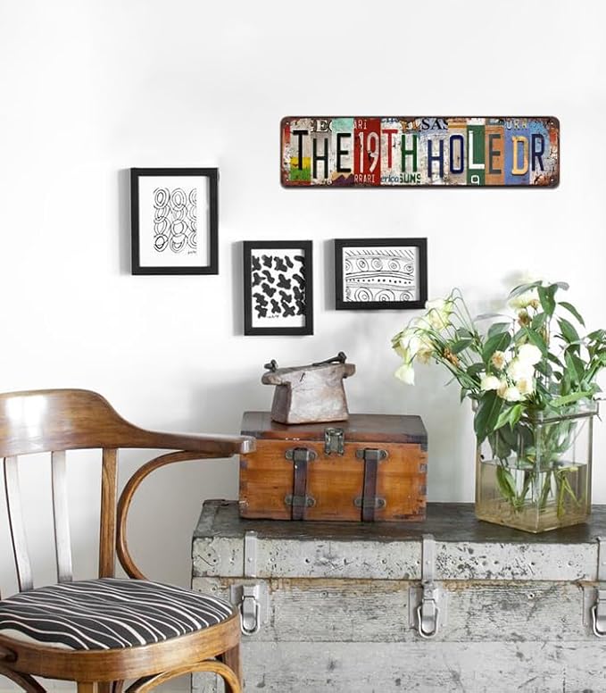 The 19th Hole Retro Metal Tin Sign - Vintage Golf Theme Rustic Wall Art for Bar, Man Cave, Garage, Sports Pub Décor - 4x16 Inch