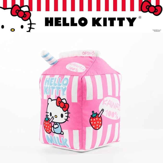 Hello Kitty Kawaii Strawberry Milk Carton Bedding Super Soft Plush Decorative Pillow, One Size, (100% Officially Licensed Product) By Franco