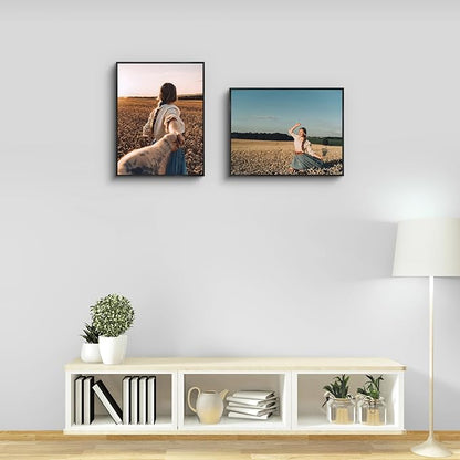 Golden State Art, Gallery Wall Frame Set of 6 - Black 14x18 Aluminum Photo Frames with Mat for 11x14 Pictures - 14 x 18 inch Metal Frame with Real Glass Cover - Elegant Home or Office Decor