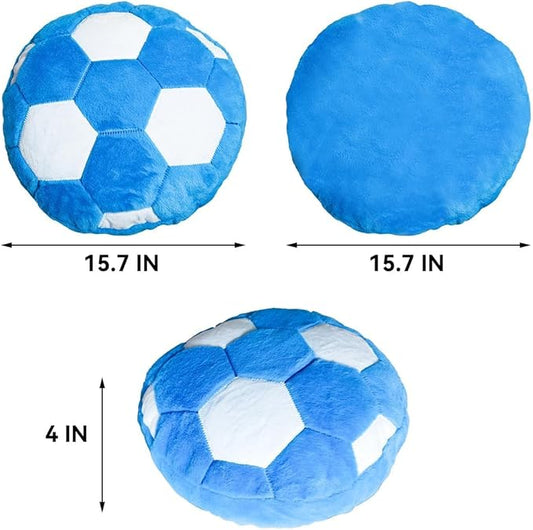 Blue Soccer Pillow Fluffy Soccer Ball Throw Pillow for Bedroom Decor Soft Sports Themed Room Accent Perfect for Soccer Decorations Easter Gifts 15.7 Inches