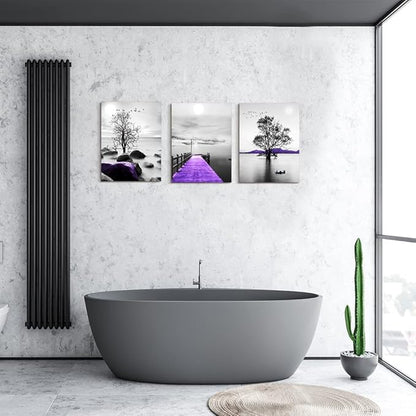DZRWUBHS Canvas Wall Art For Living Room, Bedroom, Office: 3-Piece Modern Black And White Scenery Painting