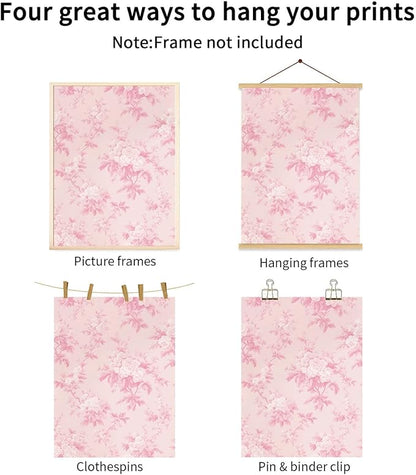 LYPHNX Pink Chinoiserie Flower Poster Wall Art light Pink Love Shack Fancy Canvas Decor Paintings Set of 3 Blush Pink Painting Pictures Home Decor for bedroom Living room Bathroom 16"x24" Unframed