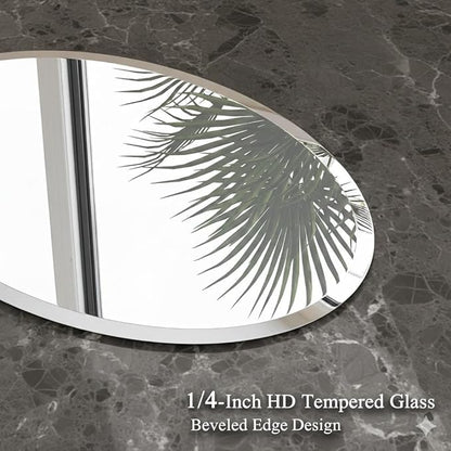 Frameless Oval Bathroom Mirror, 20x28 Inch Beveled Edge Vanity Wall Mirror for Over Sink, Modern Decorative Mirror for Bathroom, Bedroom, Entryway