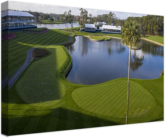 Florida Golf Course Wall Art for Living Room Bedroom Bathroom Home Decorations Golf Wall Decor Paintings TPC Sawgrass Golf Course Picture Poster Canvas Prints Framed Ready to Hang(18''H x 24''W)
