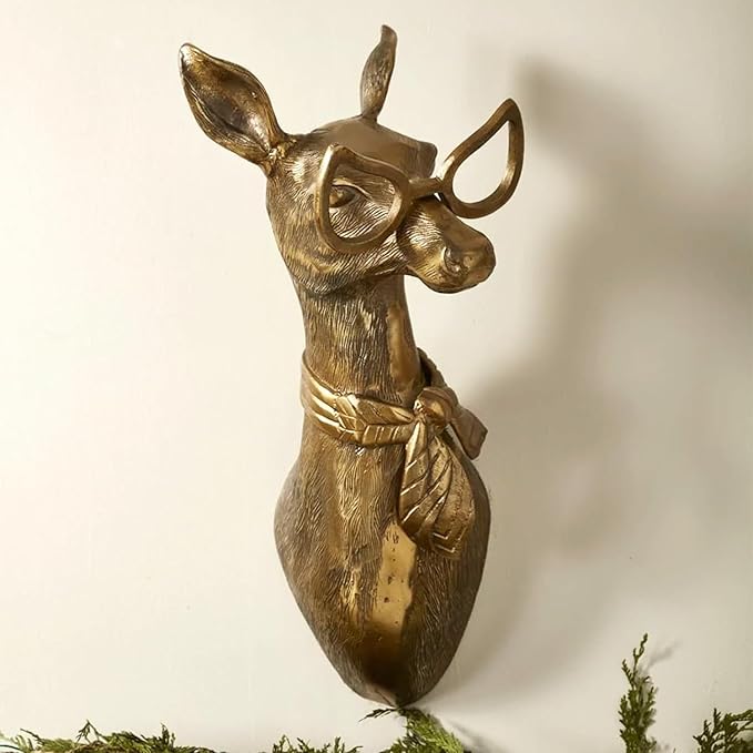 Animal Heads Wall Decor, Deer Head Wall Mount, Resin Animal Sculptures Head Wall Hanging Decoration for Family Living Room Bedroom Bathroom Kitchen Gift (Sheep)