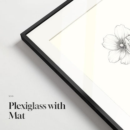 Framed Black and White Floral Wall Art Set, Vintage Minimalist Botanical Prints Artwork for Walls, Neutral Flower Pictures for Modern Farmhouse Bedroom Living Room Bathroom Wall Decor, 12x16 Inch