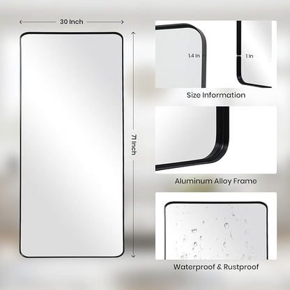 Anpark Rectangle Mirror Full Length 30" x 71" Large Floor Mirror Black Shadow Box Frame Wall Mounted for Home Decor Hanging Leaning Wall Full Body Dressing for Closet Bedroom