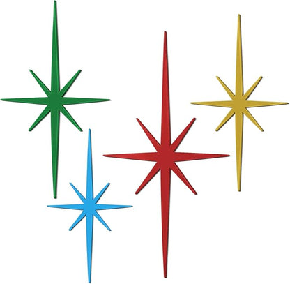 Blulu 4 Pcs Cast Iron Starburst Shaped Wall Decor Metal Mid Century Modern Decor Retro Atomic Stars Wall Art Elegance Accents Vintage Celestial Whimsigoth Hangings for Home Office Room(Vintage)
