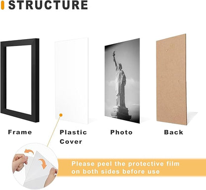 A ART·ZONE Black Picture Frames - 11x14-4 Pack Photo & Poster Frame Set for Wall Decor & Tabletop Display Minimalist Black Frame Collection