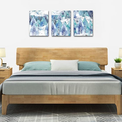 Abstract Canvas Wall Art For Living Room Family Wall Decor For Bedroom Modern Wall Decorations For Bathroom Hang Pictures Artwork Kitchen Canvas Art Blue Tree Wall Paintings Home Decoration 3 Piece