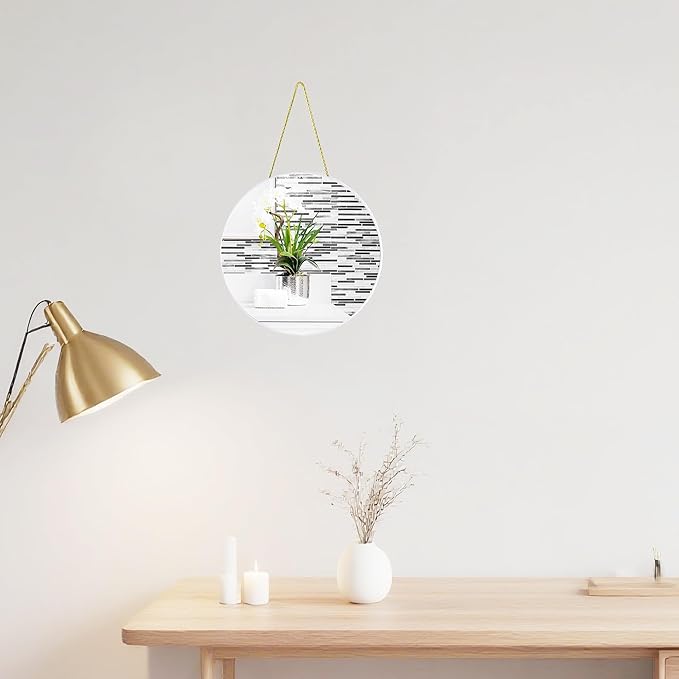 Funerom White Round Mirror 12.6 Inches Circle Mirror Bathroom Mirrors