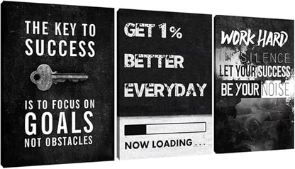 Yetaryy Motivational Poster Inspirational Wall Art 3 Pieces Canvas Painting Lion Artwork for Living Room Office Modern Home Decor Prints Pictures Wall Decor Framed Ready to Hang [48''Wx 24''H]
