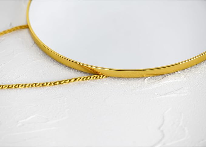 Round Wall Mirror Door Mirror PVC Plastic Frame (Gold, 11.8 inch)