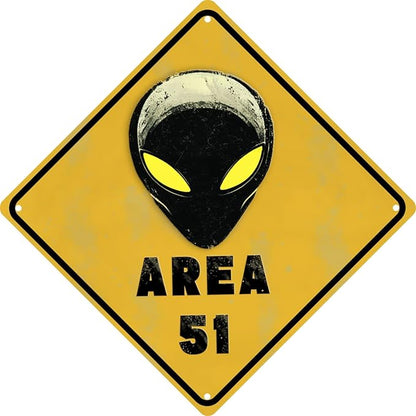 Vintage Area 51 Metal Tin Sign Wall Decor For Bars Cafes Beach Houses Backyards Decor Gift For Farmhouse Office Living Room Metal Sign Decor 8x8 In