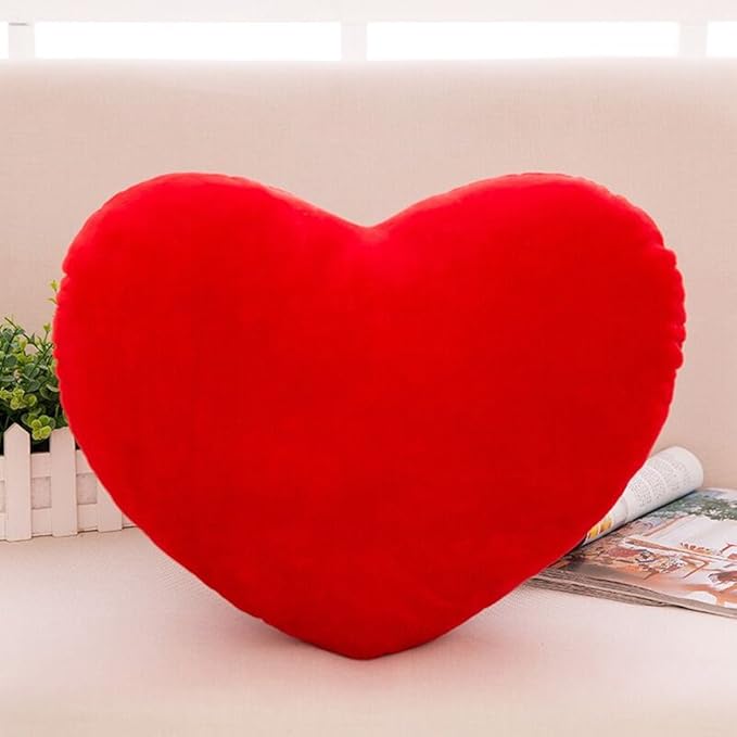 S_SSOY Plush Pillow Heart Shape Cushion Fluffy Throw Pillows Decorative Back Cushions for Valentine's Day (Red)