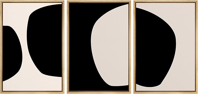 SIGNLEADER Framed Canvas Print Wall Art Negative Space Color Blocks Abstract Shapes Illustrations Modern Art Minimalist Edgy Black and White for Living Room, Bedroom, Office - 24"x36"x3 NATURAL
