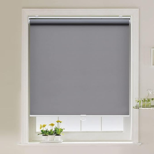 Cordless Roller Shades Blackout Blinds for Windows Room Darkening Rolled Up Shades with Spring System, UV Protection Window Shades Door Blinds for Home and Office (71" W x 72" H, Grey)