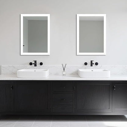 Ruomeng Rectangular Wall Mirror 20" x 28" for Bathroom, Bedroom, Entryway, Living Room, White