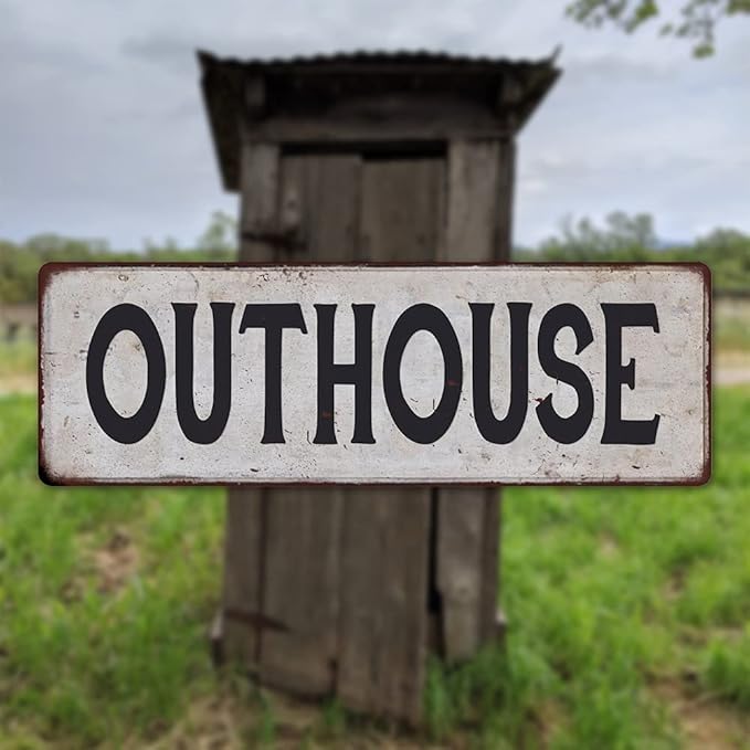 OUTHOUSE Vintage Look Rustic Metal Sign Plaque Retro Signs Wall Decor 6 x 18 High Gloss Metal 206180035037
