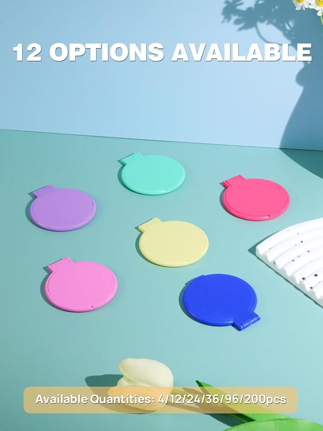 Qislee Compact Mirror Bulk, Pocket Small Mini Folding Mirrors for Purse, 36 Packs (6 Colors)