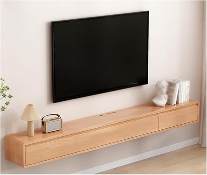 Modern Wall-Mounted Wooden TV Cabinet with Drawers & Doors, Hollow Back, Cable Management, Stylish Media Console Table, White Entertainment Center, Size: 120x24x20 cm