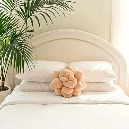 Green Philosophy Co. Succulent® Pillow 16" – Soft 3D Decorative Flower Throw Pillow, Unique Blush Peach Plush Flower Cushion, Perfect for Couch, Sofa, Bedroom Decor, Gift for Plant Lovers