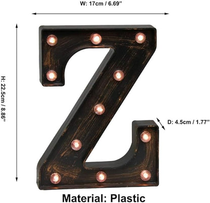 Pooqla Vintage Light Up Marquee Letters with Lights – Illuminated Industrial Style Lighted Alphabet Letter Signs - Coffee Bar Apartment Bedroom Wall Home Initials Decor A-Z